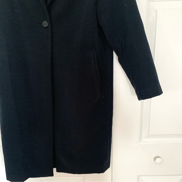 H&M Navy Blue One Button Closure Midi Length Coat Women’s Size 4 - Picture 5 of 7